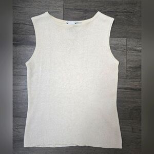 Joseph A. 80% Silk 20% Metallic Shimmer Sleeveless Top Cream Size Medium